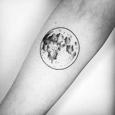 Moon Simple Forearm Circular Guys Tattoos