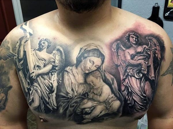 Mother Baby And Serene Guardian Angel Tattoo