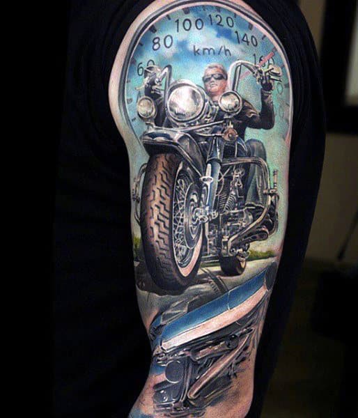 Motorcycle Full Sleeve Tattoos For Men