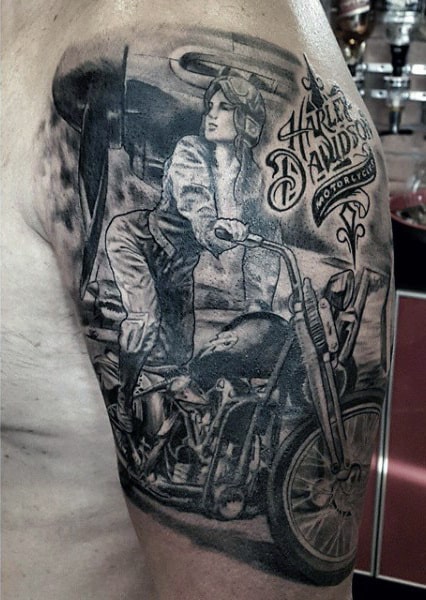 Motorcycle Tattoo Men's Inspiration Ideas On Arm