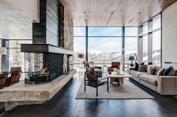 Mountain Retreat Home Rustic Living Room Idea Inspiration