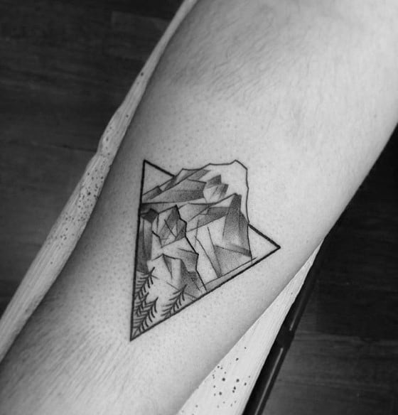 Mountain With Trees Cool Simple Triangle Inner Forearm Tattoos For Men