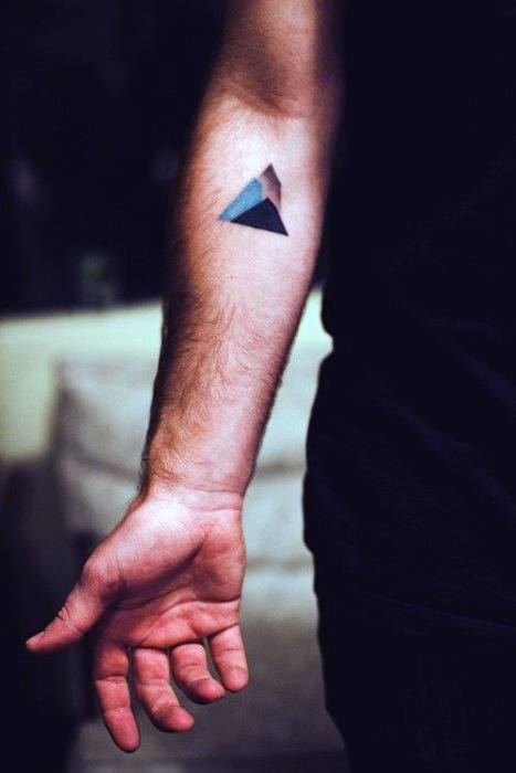 Mountains Triangle Simple Forearm Tattoos For Guys