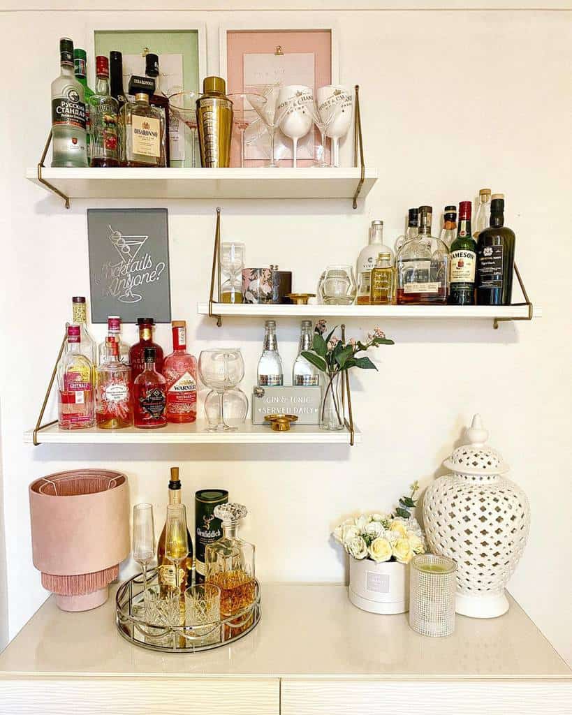 wall mounted liquor cabinet shelves