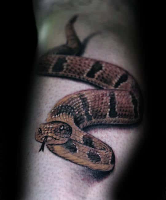 Moving Snake 3d Mens Shoulder Tattoo