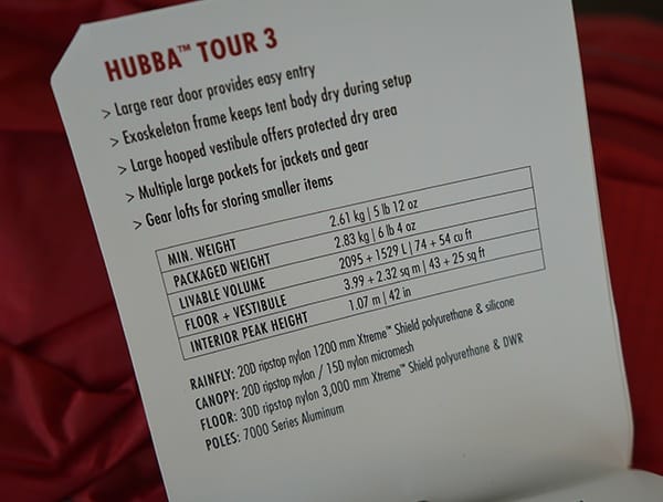 Msr Hubba Tour 3 Tent Specs