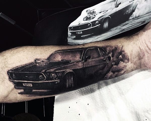 Muscle Car Tattoos For Men In Black Ink