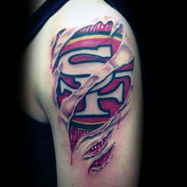 Muscle Ripped Skin San Francisco 49ers Arm Tattoos For Men.