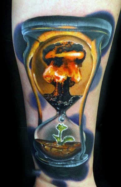 Mushroom Cloud Plant Hourglass Mens Tattoos On Wrist