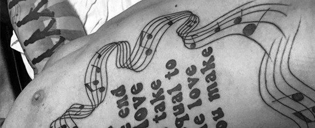 50 Music Staff Tattoo Designs For Men – Musical Pitch Ink Ideas