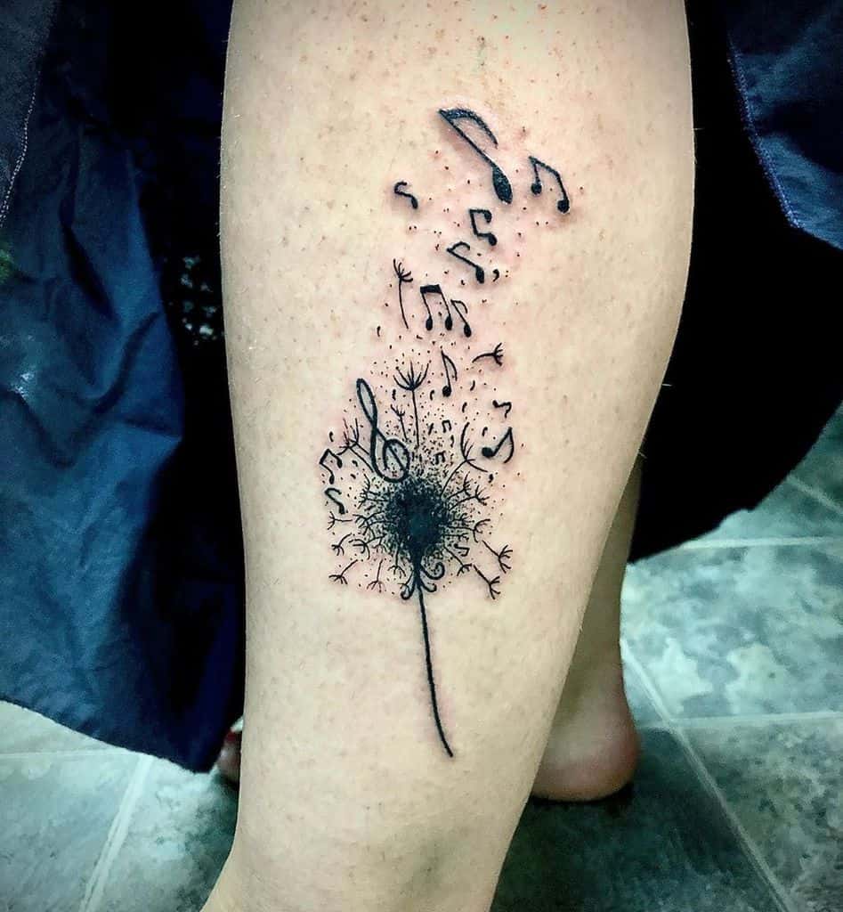 musical dandelion tattoo