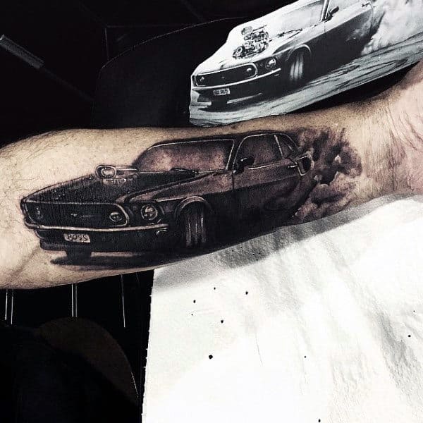 Mustang Burnout Manly Mens Inner Forearm Tattoos
