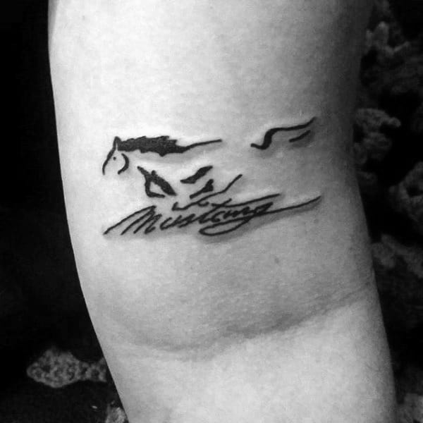 Mustang Negative Space Guys Small Tattoo On Arm