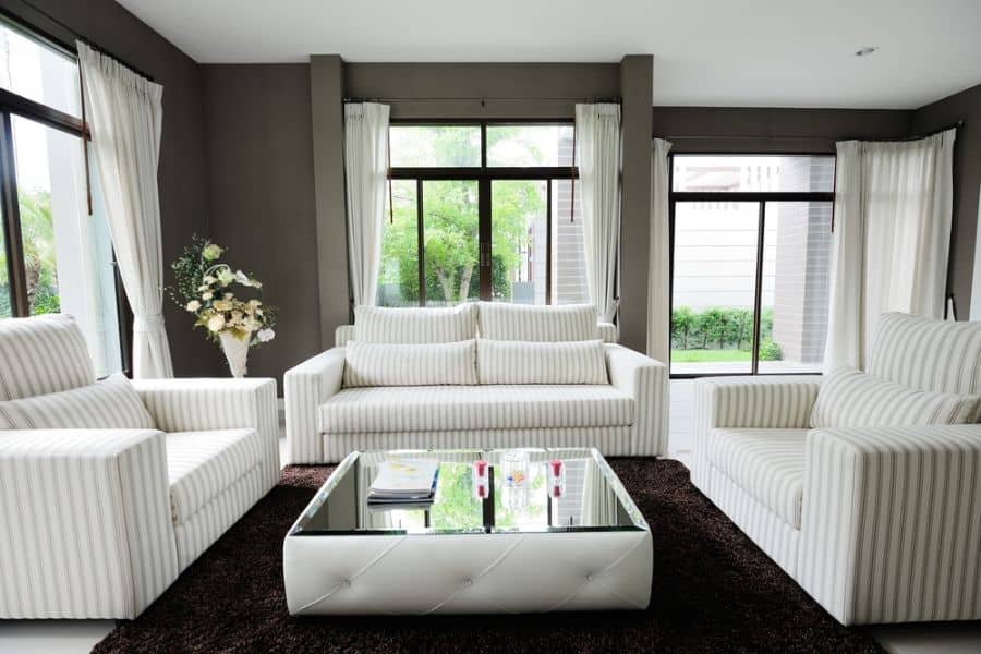 white stripe sofa in modern living room