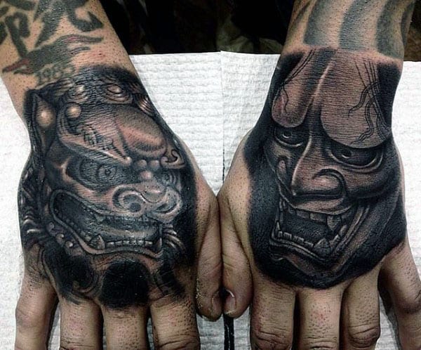 Foo Dog By Sophie Bellingham  Adept Art Collective Edinburgh  Japanese hand  tattoos Hand tattoos for guys Hand tattoos