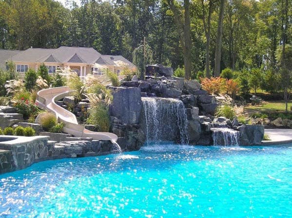 Natural Rock Home Pool Waterfall Ideas