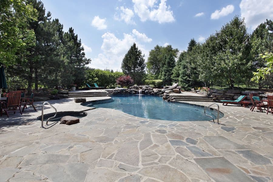 natural stone paver pool deck 