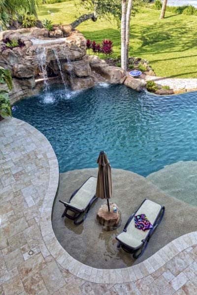 Natural Stone Rock Backyard Pool Waterfall Design