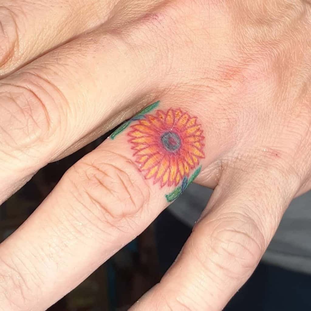 Nature Themed Wedding Ring Tattoo Pattoosink