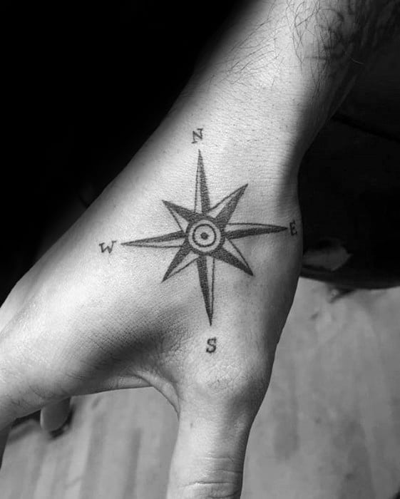 Nautical Star Mens Tattoo Ideas With Simple Hand Design