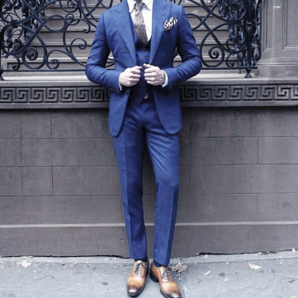 Navy Blue Suit Brown Shoes Styles For Men