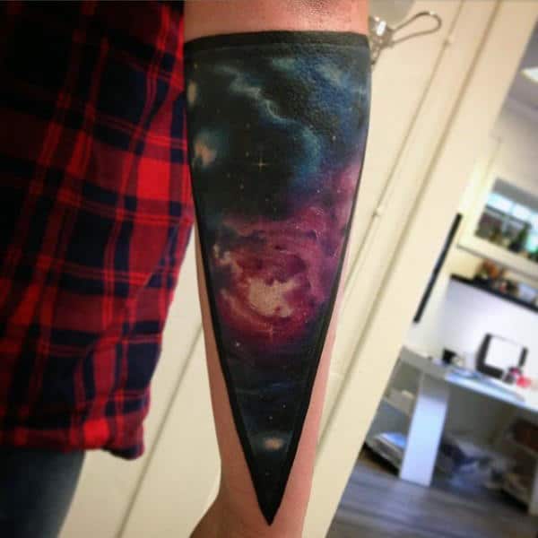 Nebula Space Tattoo Inside Triangular Stamp On Elbows For Men