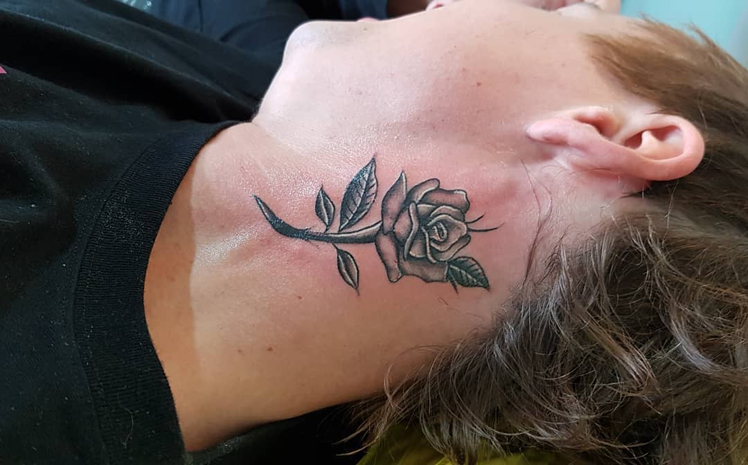 Black Rose Neck Tattoo - wide 10