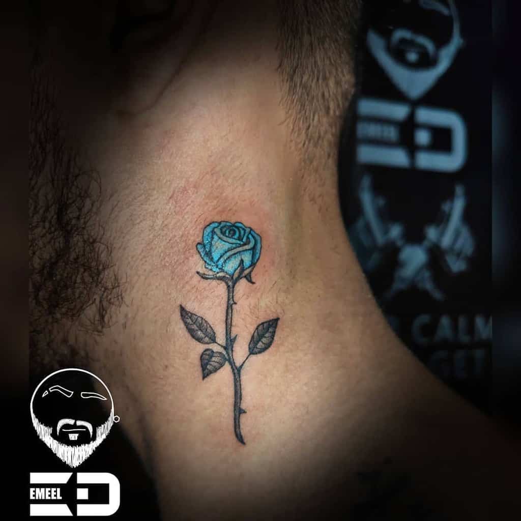 neck blue rose tattoos emeelaldrawe