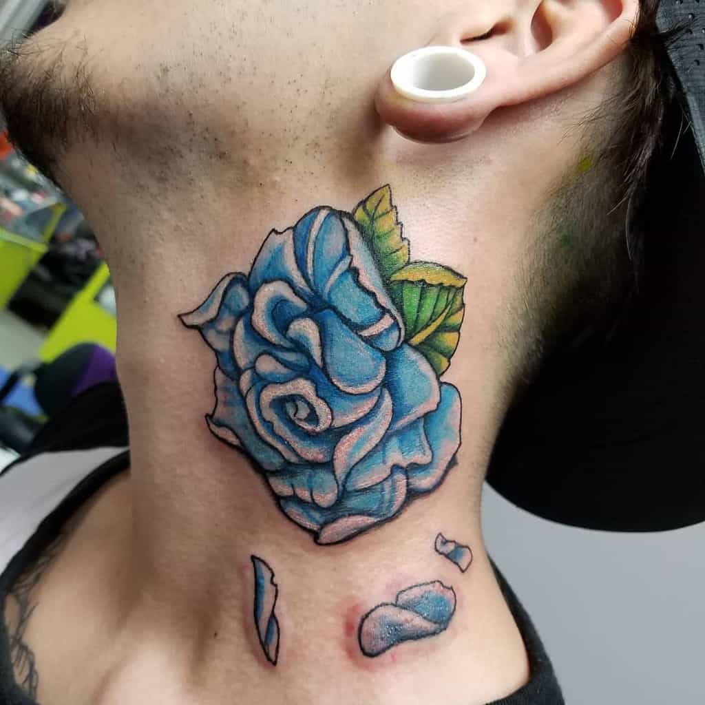 neck blue rose tattoos mattytull