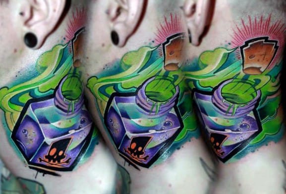 Neck Neck School Modern Poison Bottle Guys Tattoo Ideas
