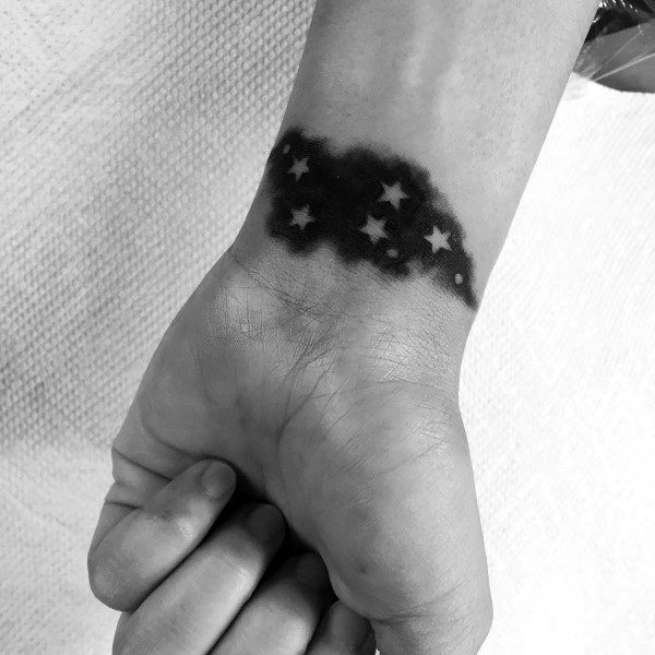 Negative Space Aquarius Constellation Wrist Tattoos For Men