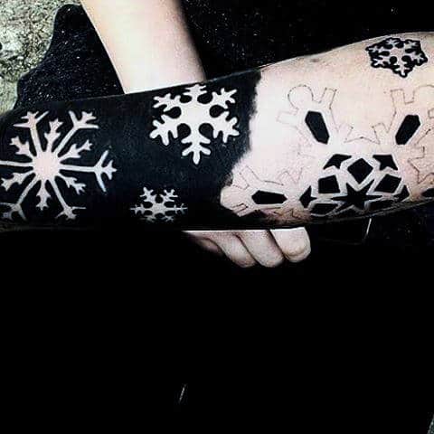 Negative Space Awesome Guys Snowflake Forearm Tattoo Sleeve