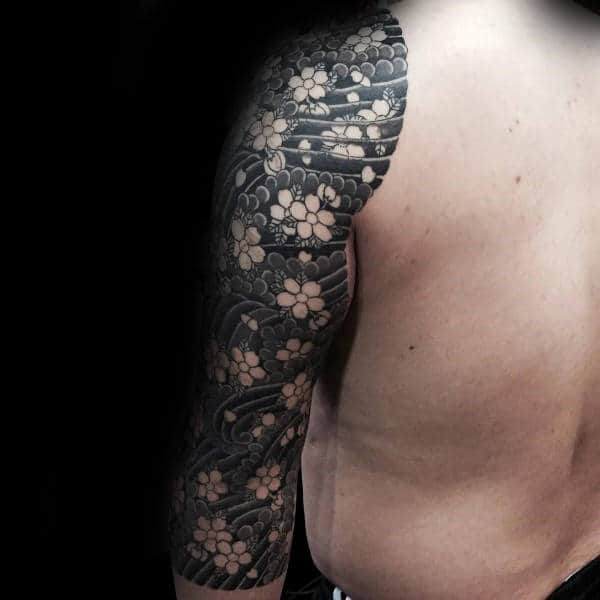 Tattoo tagged with: flower, cherry blossom, tatuaje, tatuajes, black,  medium size, chest, zihwa, nature, blackwork | inked-app.com