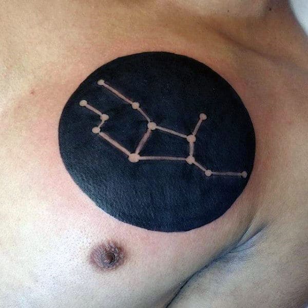 Negative Space Mens Pegasus Constellation Tattoo On Upper Chest