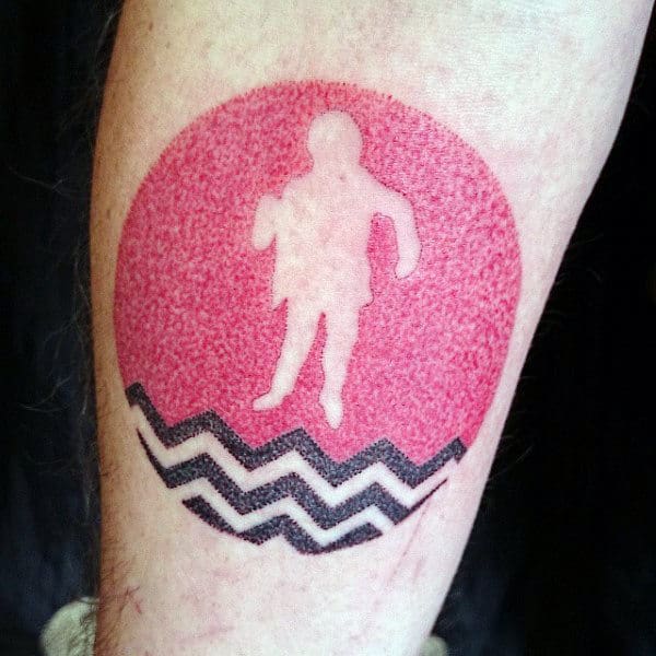 Negative Space Mens Twin Peaks Inner Forearm Tattoos