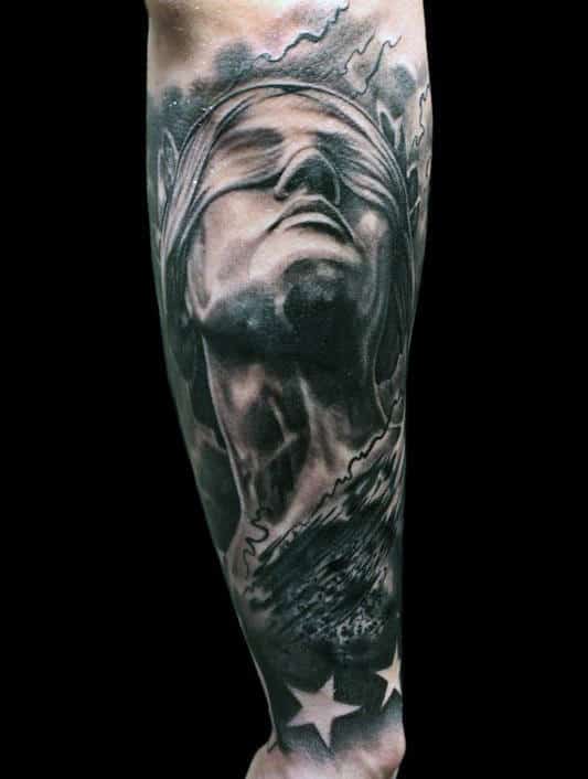 40 Lady Justice Tattoo Designs For Men  Impartial Scale Ideas