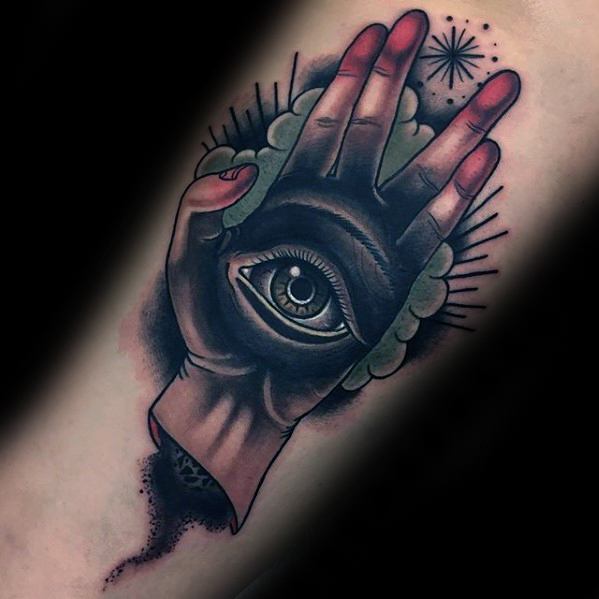 Neo Traditional Eye Vulcan Salute Star Trek Male Tattoo Ideas On Arm