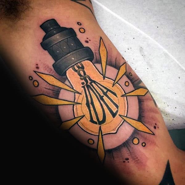 Neo Traditional Light Bulb Mens Inner Arm Tattoo Designs