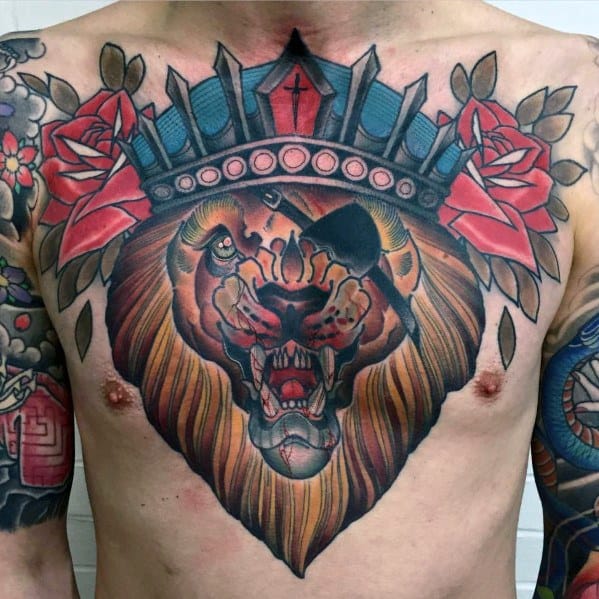 Neo Traditional Lion Tattoos For Gentlemen