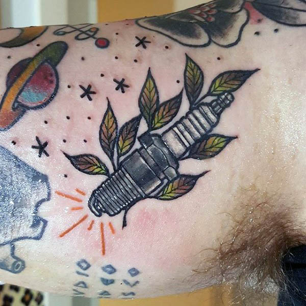 Sticker spark plug tattoo