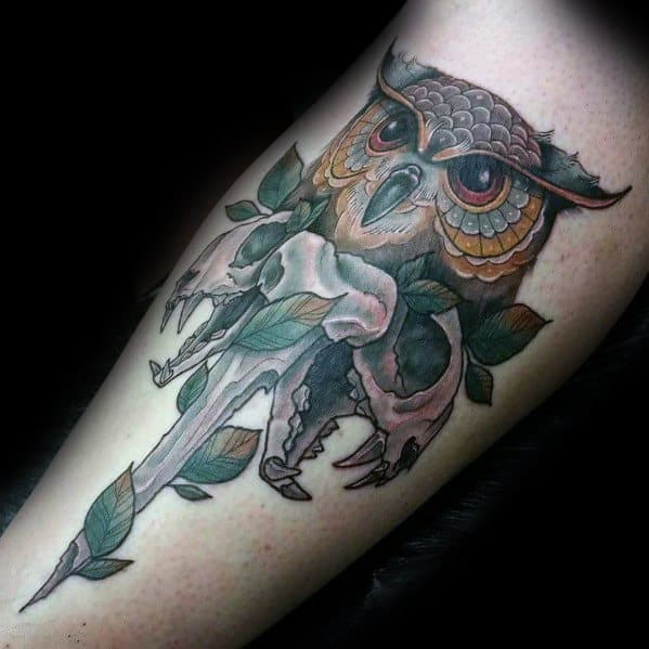 Neo Traditional Owl Tattoo Inspiration For Men