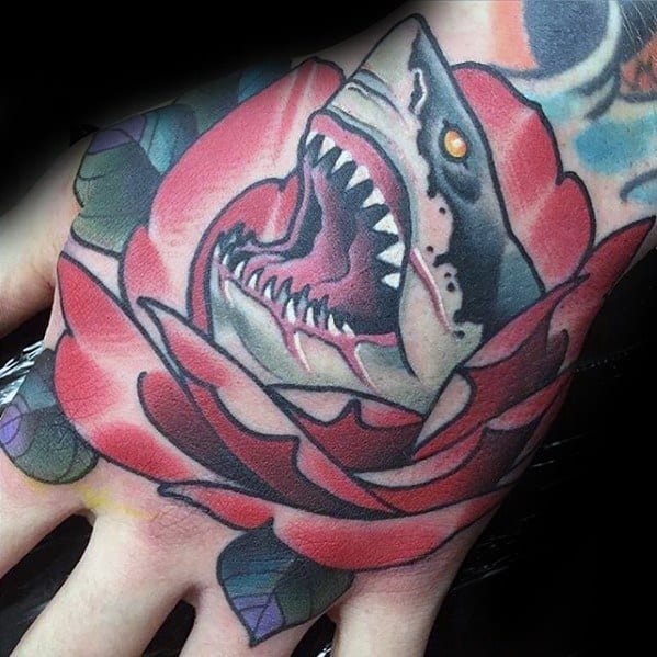 Neo Traditional Shark Mens Tattoo Designs