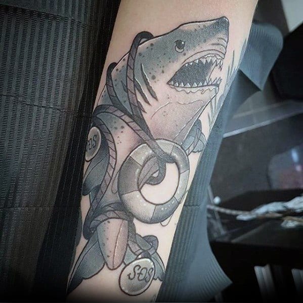 Neo Traditional Shark Tattoos For Gentlemen