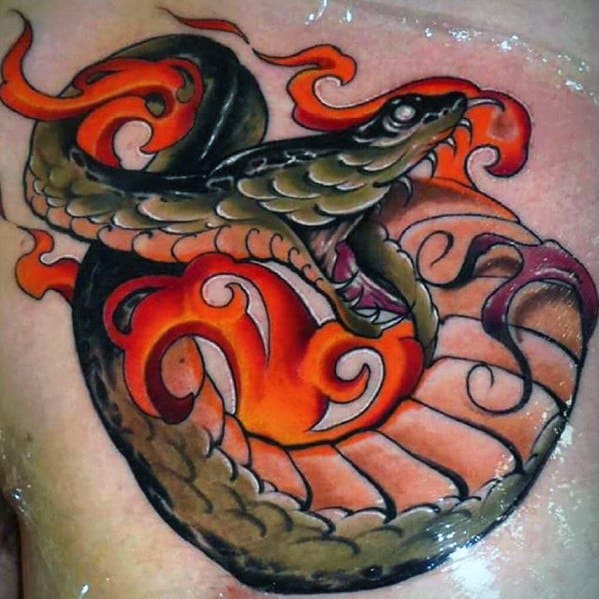 Neo Traditional Snake Tattoos For Men