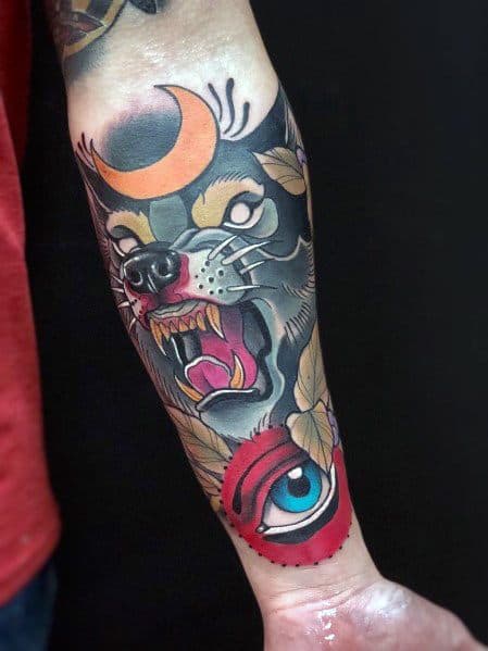Neo Traditional Wolf Tattoo Ideas For Men