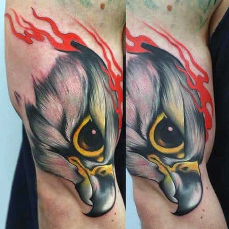 New School Bicep Falcon Male Tattoo Ideas