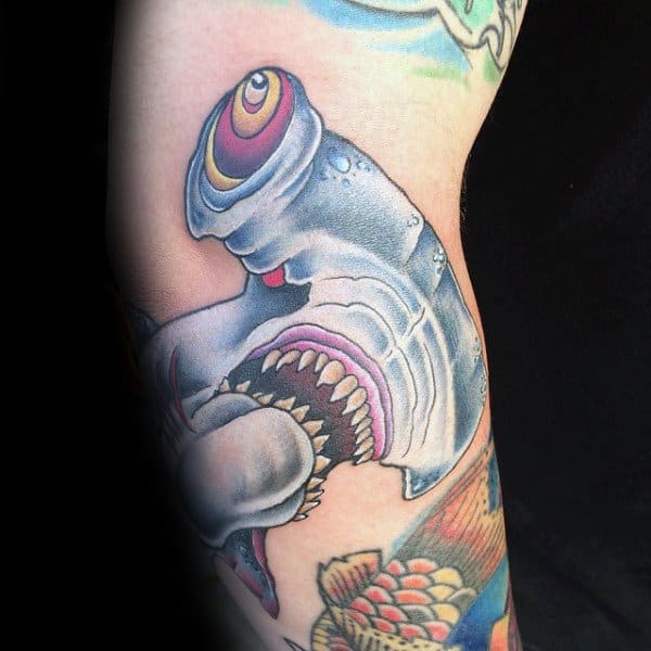 New School Guys Hammerhead Shark Tattoo On Arm