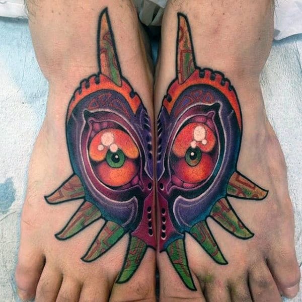 New School Mens Majoras Mask Zelda Foot Tattoos