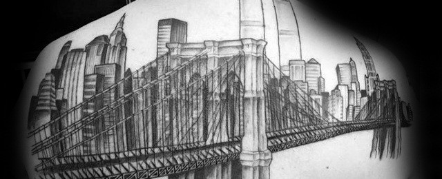 new york skyline tattoo sleeve with yankees logo｜TikTok Search