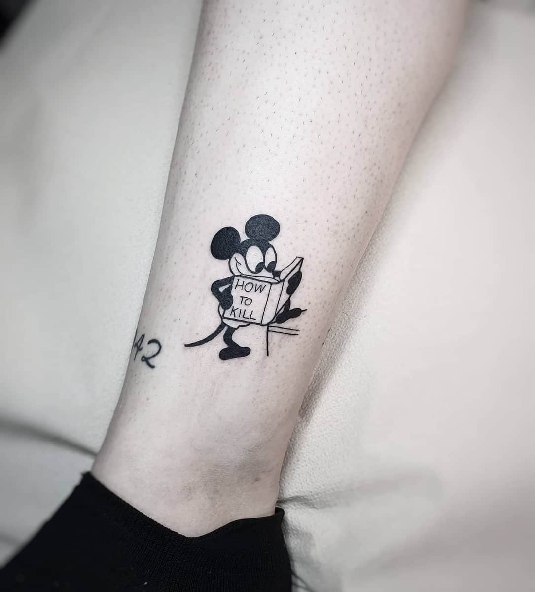 Black Ink Mouse Tattoo